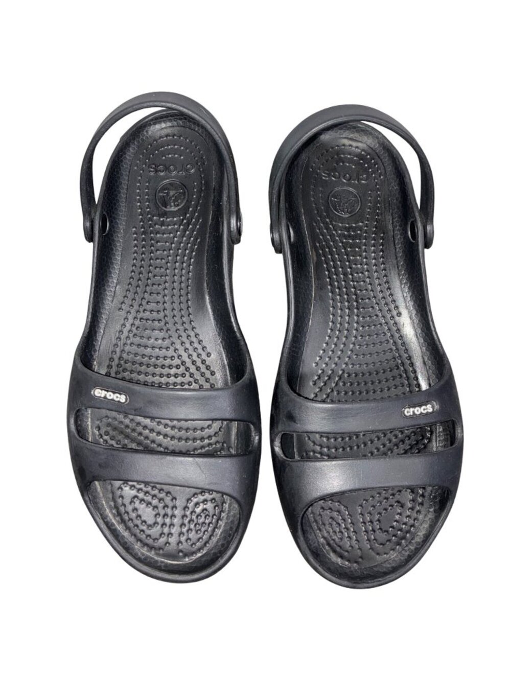 Crocs Black Strappy Cleo double strap Slip-On Sandals Slingback Strap Womens 8